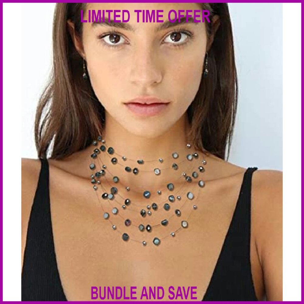 Multi-Layer Boho Shell Beaded Statement Necklace … - image 4